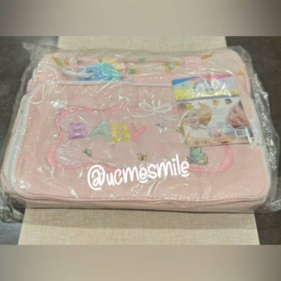 Precious Moments Vintage 6-in-1 Pink Medium Baby Diaper Bag w/ Teething Toy Ring - Picture 15 of 16